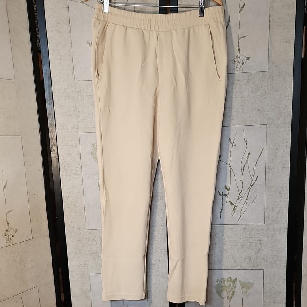 H&M Cream Joggers with Relaxed Fit and Elastic Waistband